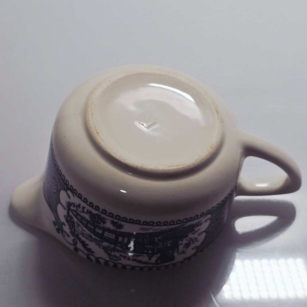 Currier Ives Creamer 2.75" Royal Pottery Steam Locomotive USA transferware irons - Picture 7 of 8
